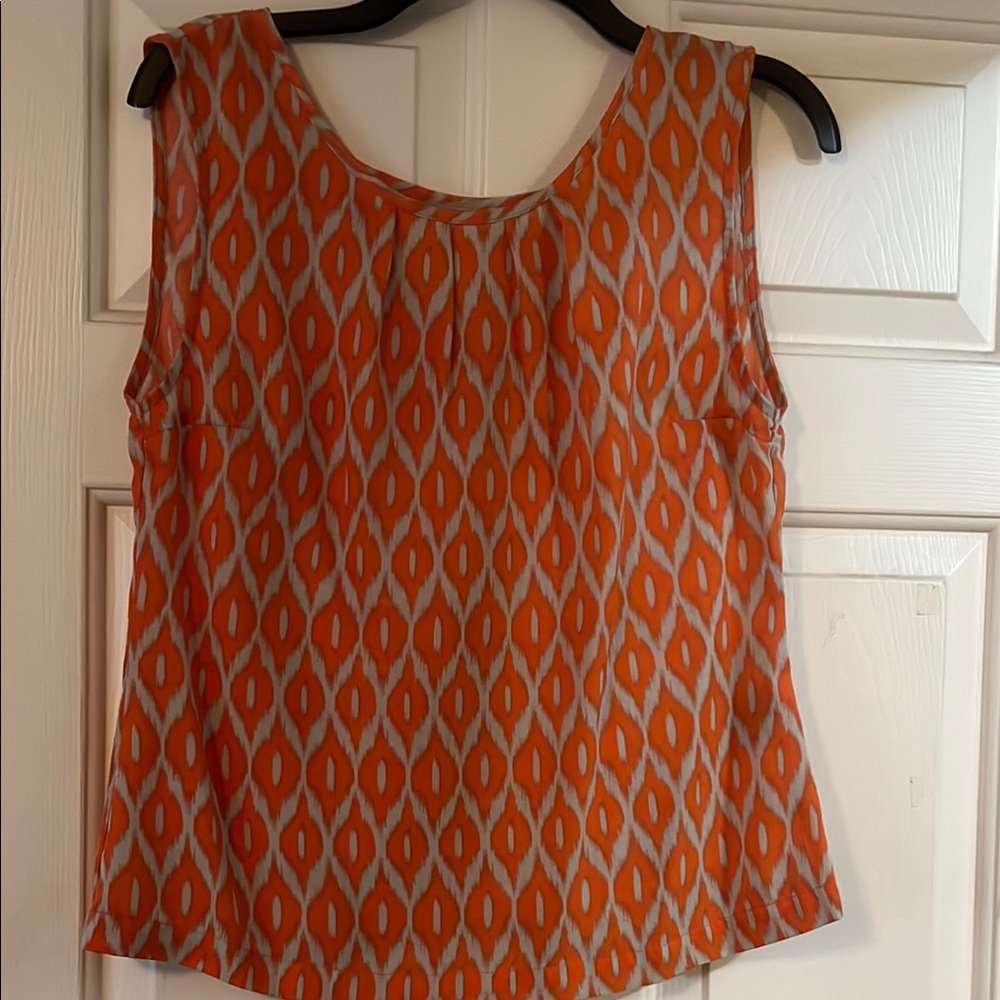 Tulle Orange and Gray Sleeveless Tank Top